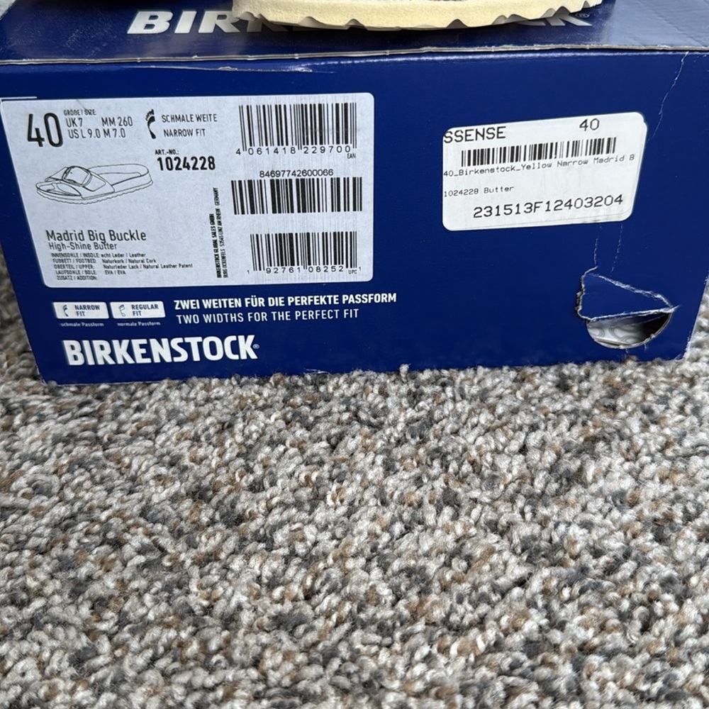 NWB Birkenstock Madrid Big Buckle Sandal High Shine Butter Yellow/Silver EU 40 - Picture 4 of 7